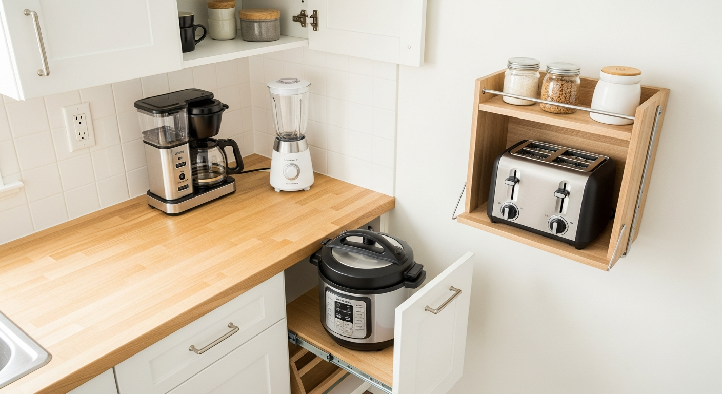 small kitchen appliance footprint layout for apartments