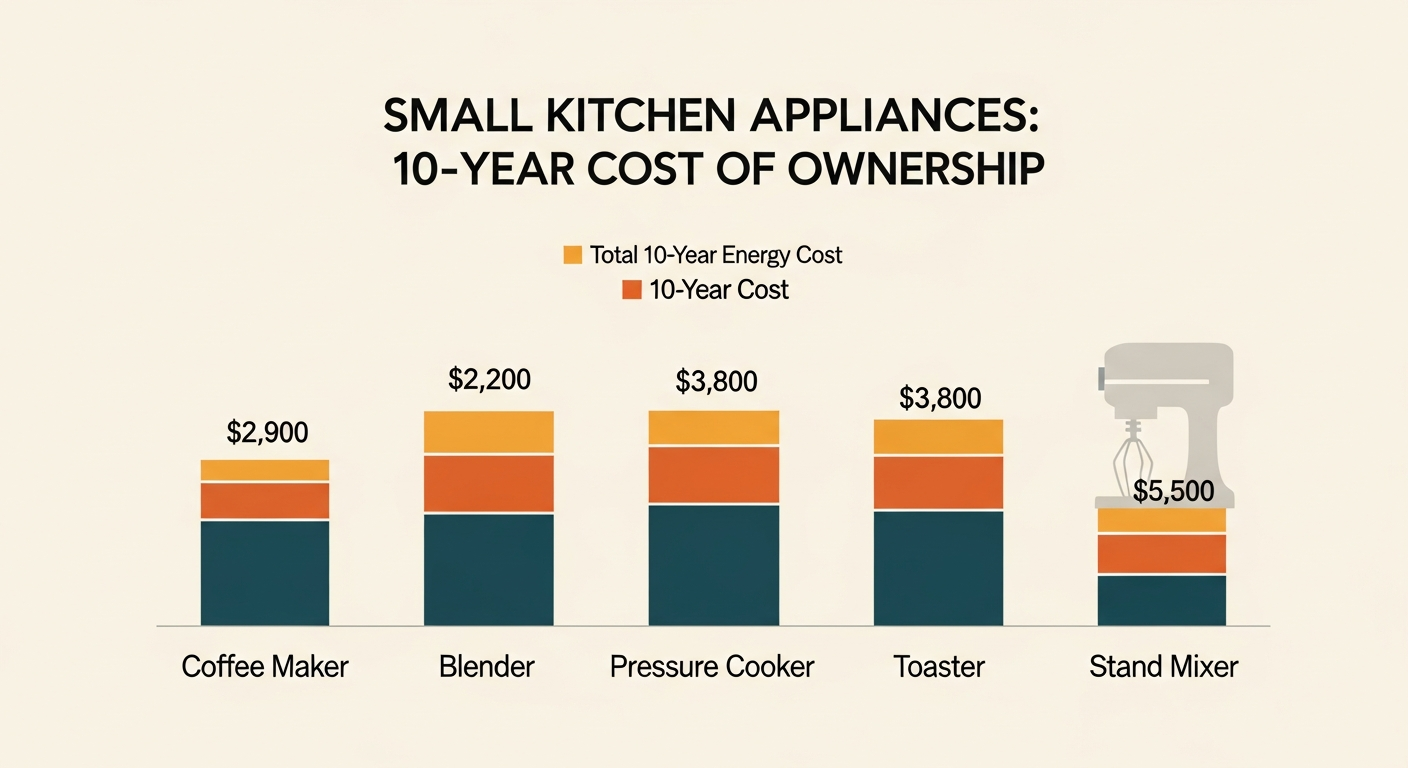 small kitchen appliance energy and lifespan cost comparison chart