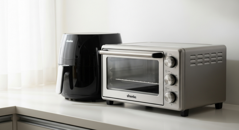 air fryer vs convection oven side by side comparison on kitchen counter