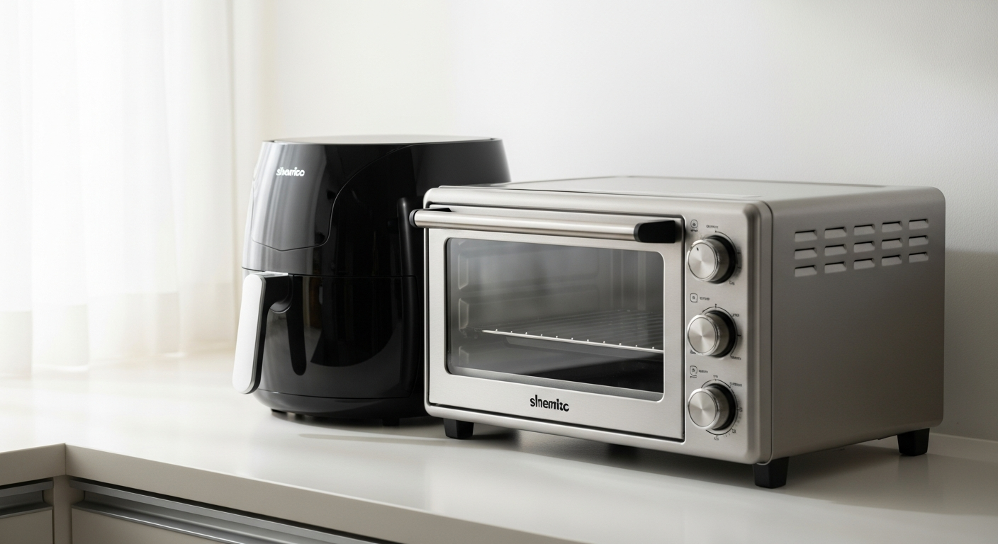 air fryer vs convection oven side by side comparison on kitchen counter