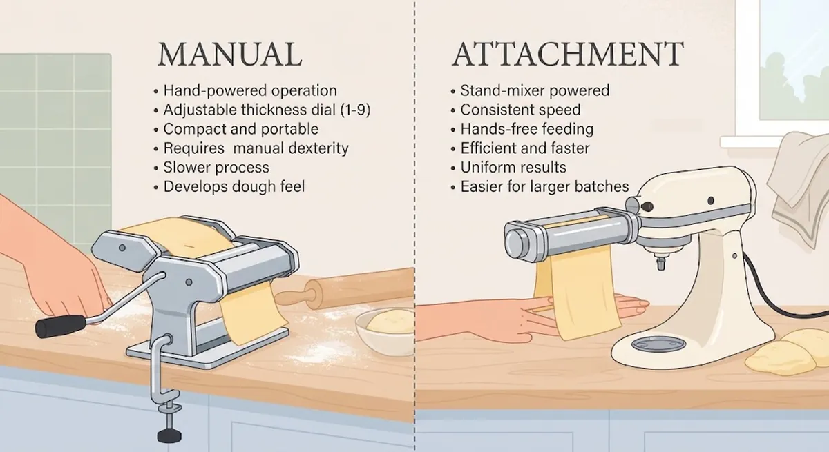 manual pasta maker vs attachment comparison