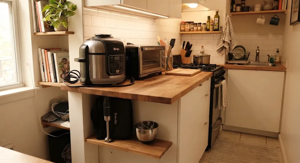 small kitchen appliance footprint layout for apartments